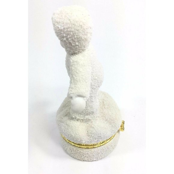 Trinket Box Porcelain Hinged Little Girl in Snow Suit Unmarked - Picture 7 of 7